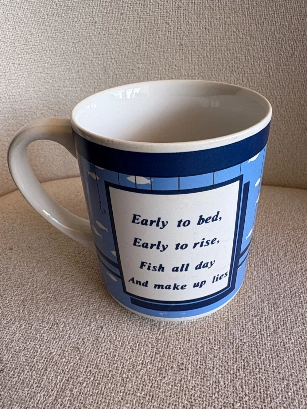 Blue Ceramic Fishing Quote Coffee Mug - Unbranded